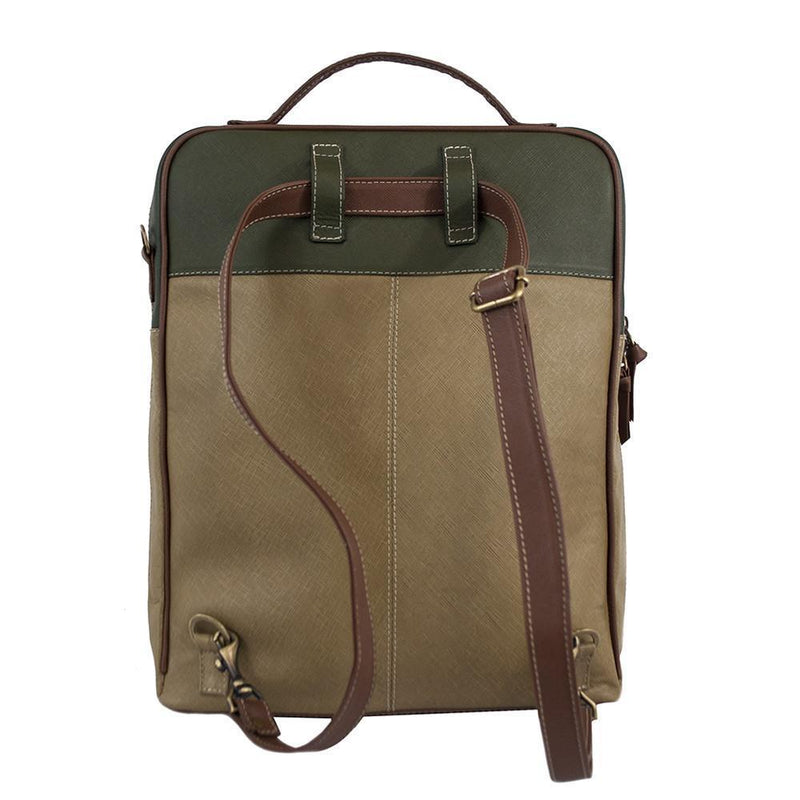 Augusta Leather Backpack-Tan/Olive Green