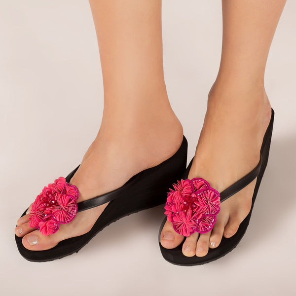 Pink Noho Flower- Women's High Wedge