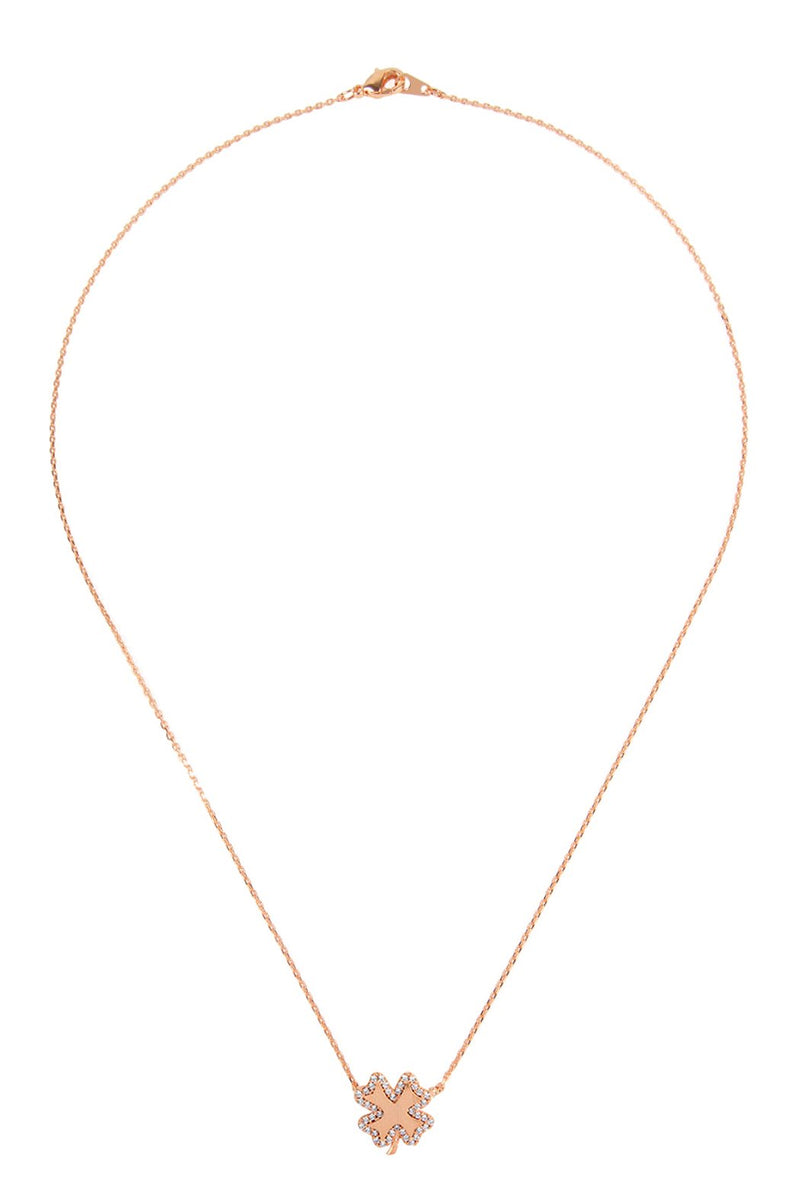 Hdnd3n15 - Clover Leaf Crystal Pave Pendant Necklace