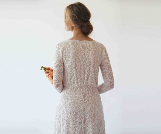 Vintage Style Long Sleeves Lace Wedding Dress, 1258