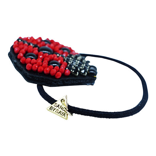 Ladybug- Hair Tie-Red Embellished Motifs