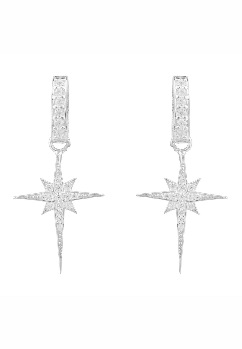 North Star Burst Small Drop Earring Silver