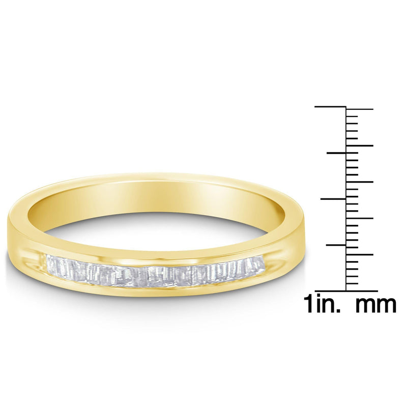 10K Yellow Gold Over .925 Sterling Silver 1/5 Cttw Diamond Channel-Set Stackable Band Ring (H-I Color, I1-I2 Clarity) -