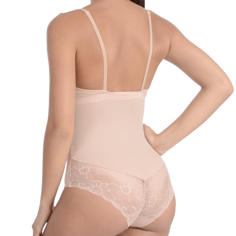 Lingerie Look Full Bodysuit Shaper With Beautiful Lace Details Nude