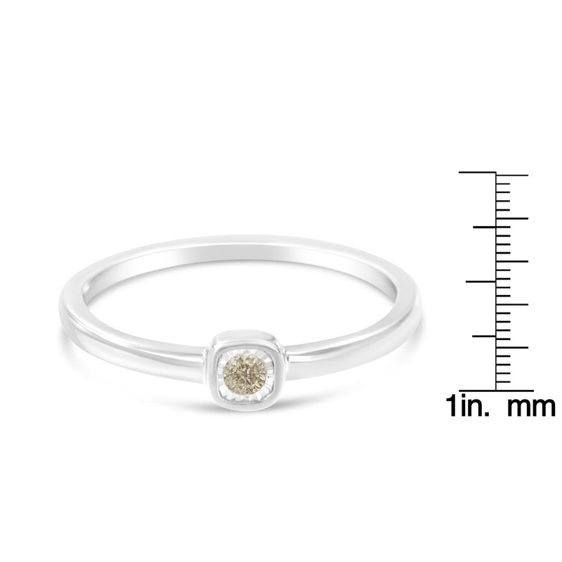 .925 Sterling Silver 1/20 Carat Diamond Square Cushion-Shaped Miracle Set Petite Fashion Promise Ring (J-K Color, I1-I2