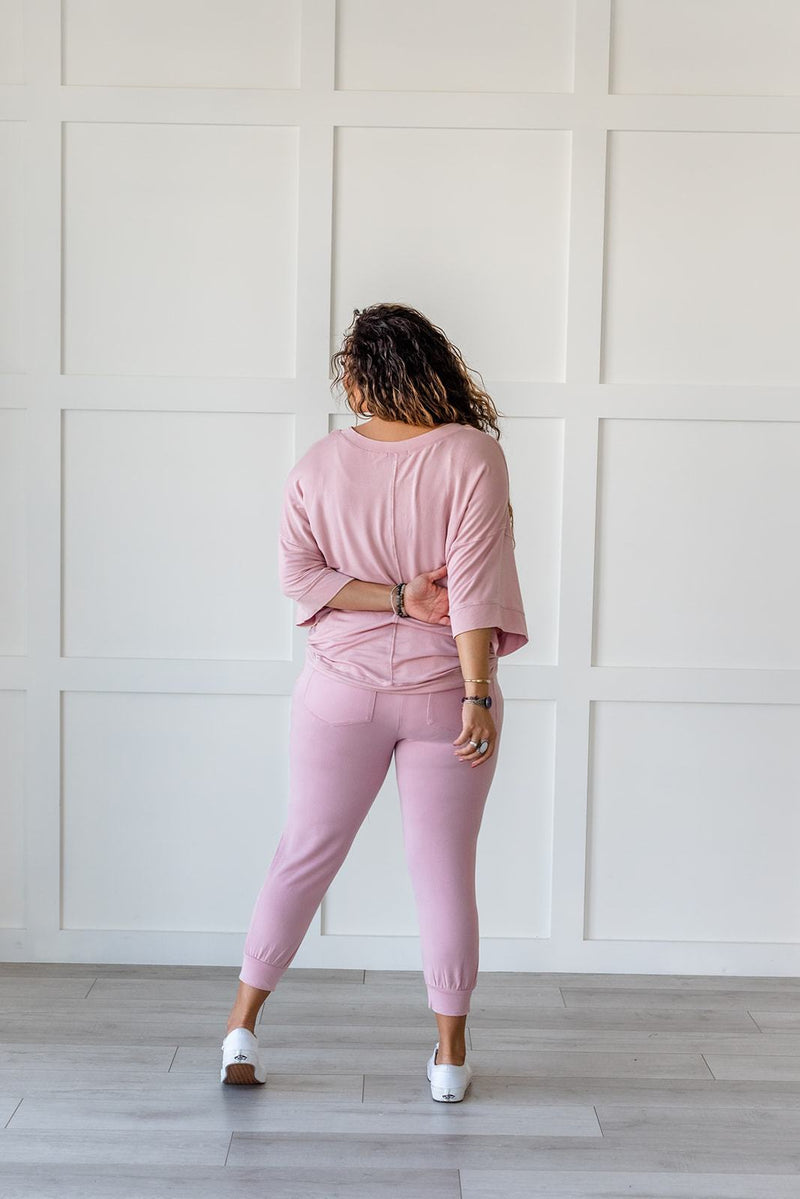 Lazy Weekend French Terry Top- Pink