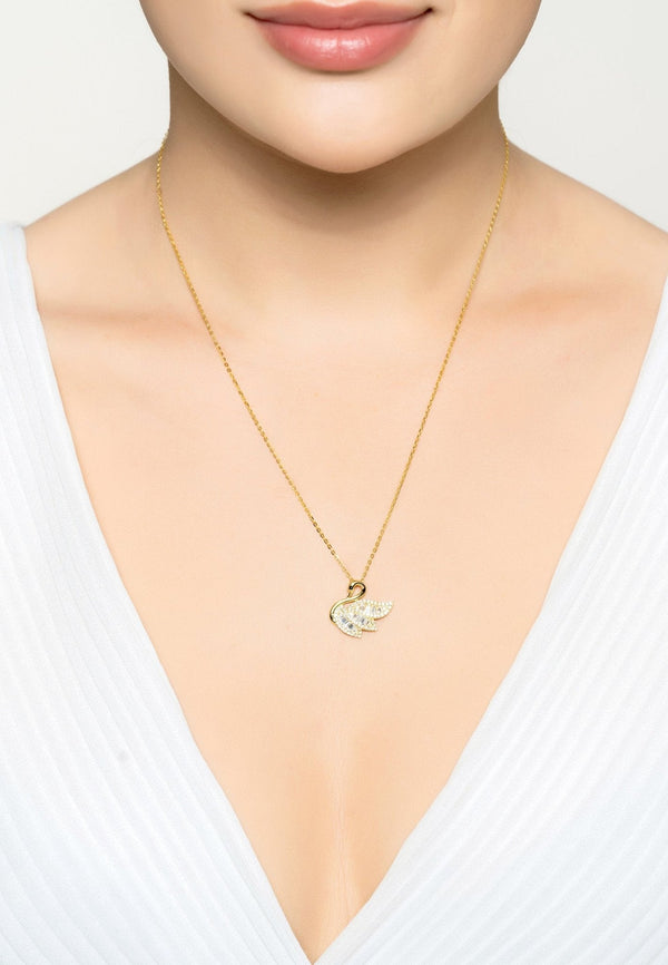 Swan Pendant Necklace Gold
