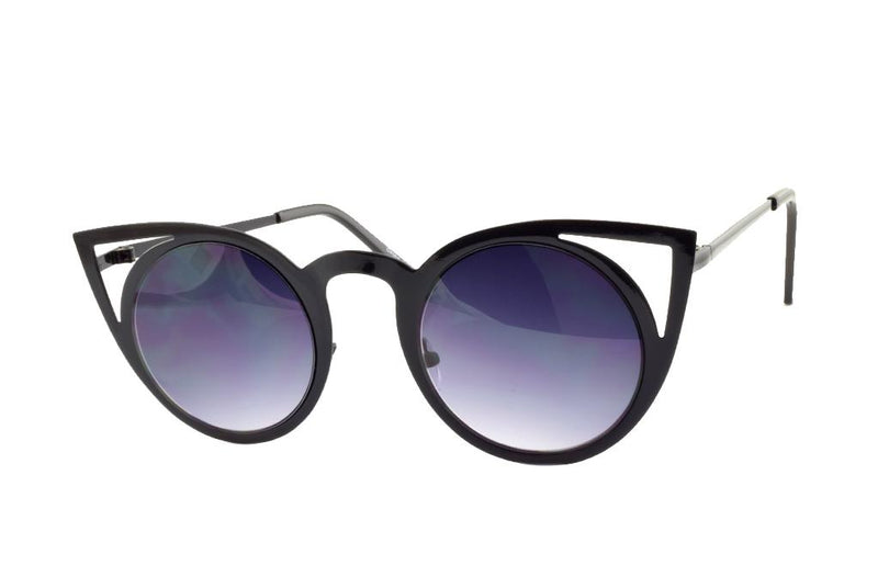 Black Cateye Metal Sunglasses