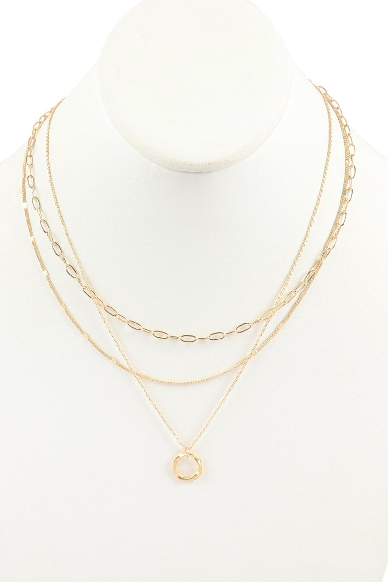 Multi Layer Chain With Round Necklace