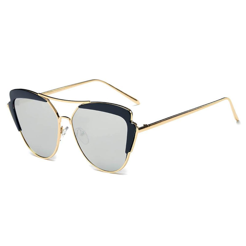 GALVESTON | CD11 - Women's Brow Bar Mirrored Lens Cat Eye Sunglasses
