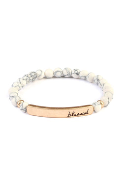 83395 - "Blessed" Bar Natural Stone Bracelet