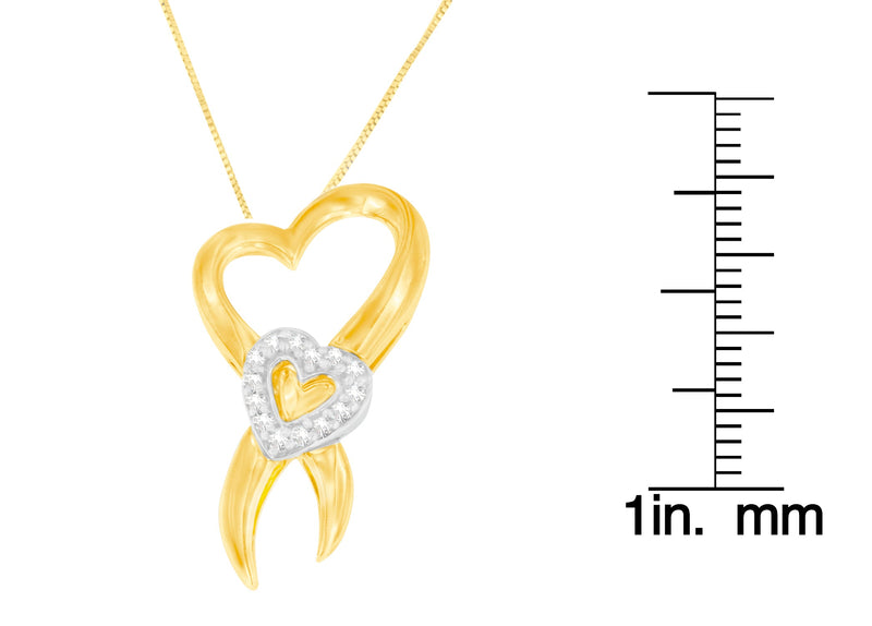 10K Two-Tone Gold 1/10 Cttw Diamond Heart Pendant Necklace (H-I, I1-I2)