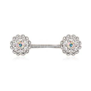 316L Stainless Steel Aurora Flower Cluster Nipple Bar