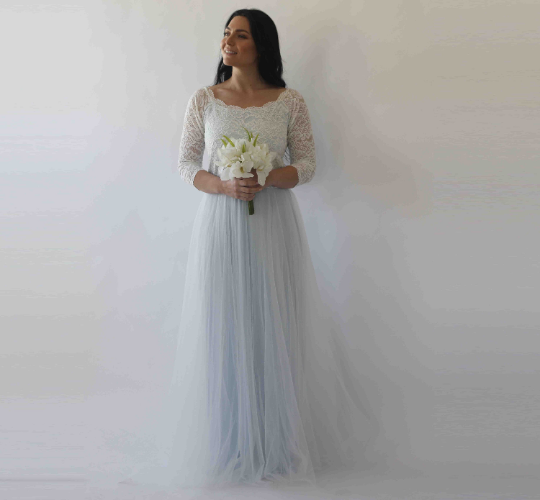 Curvy  Off-Shoulder Two Colors Wedding Dress #1134
