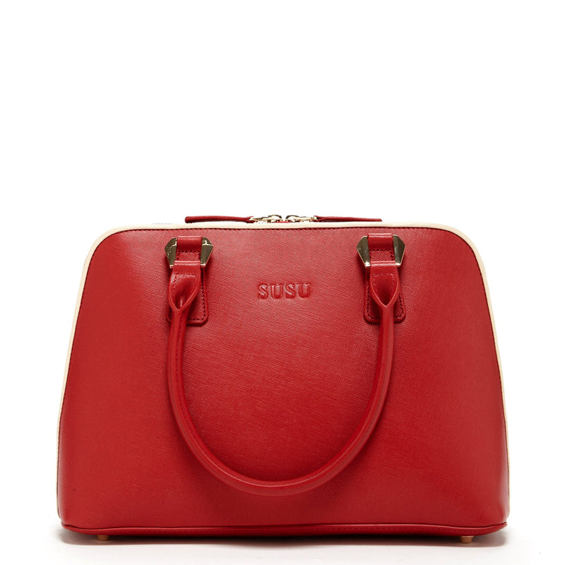 Melissa Red Saffiano Leather Satchel Bag