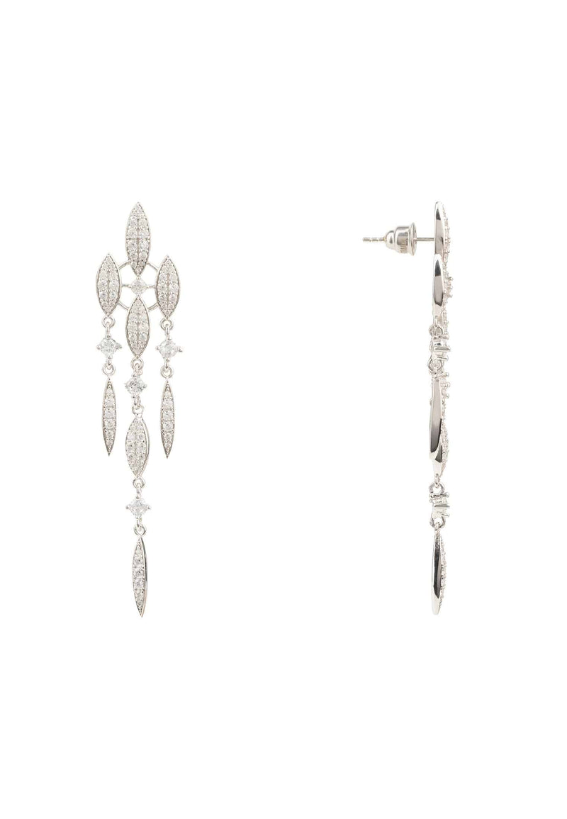 Valencia Statement Drop Earring White CZ Silver