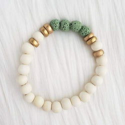 Mint Green & White Lava Stone Bracelet