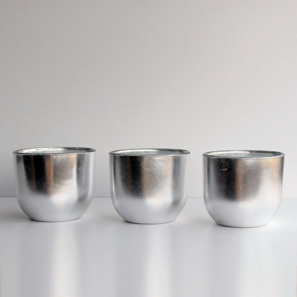 GILT Set/3 Silver Oval Vases