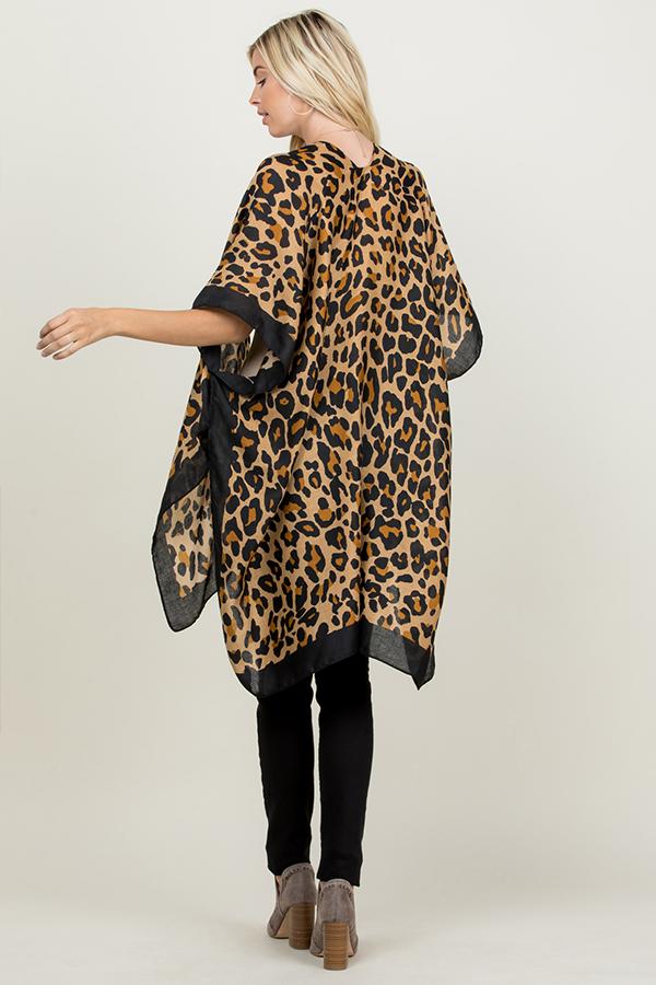 Leopard Print Knee Length Kimono