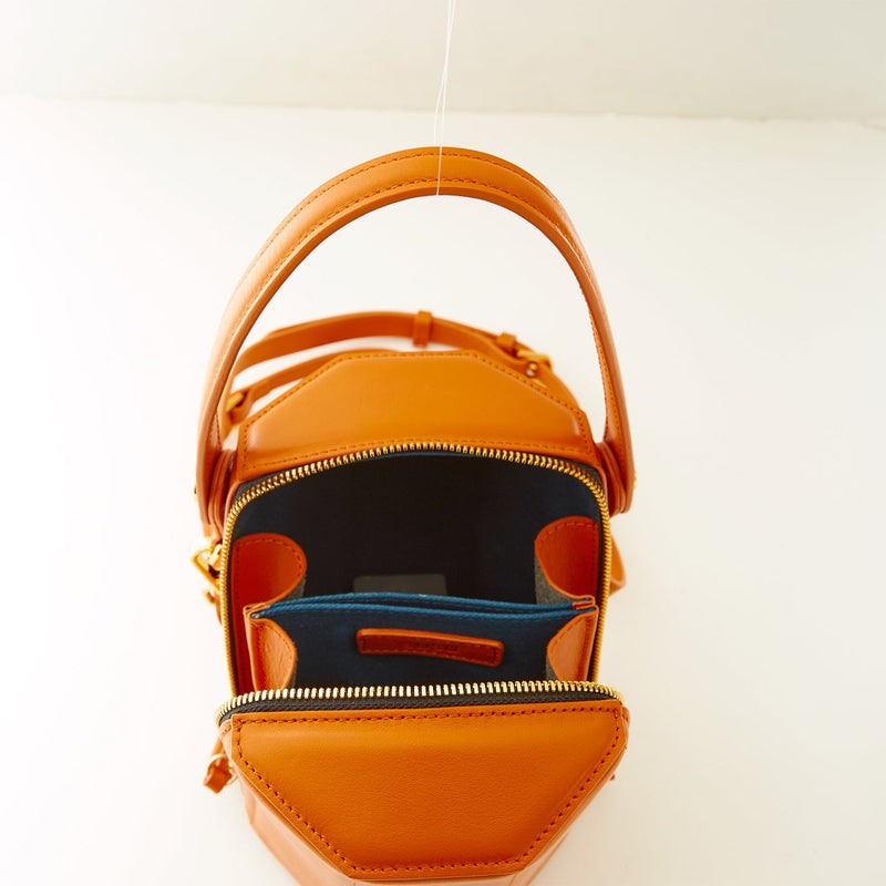 Harper Orange Leather Bucket Bag