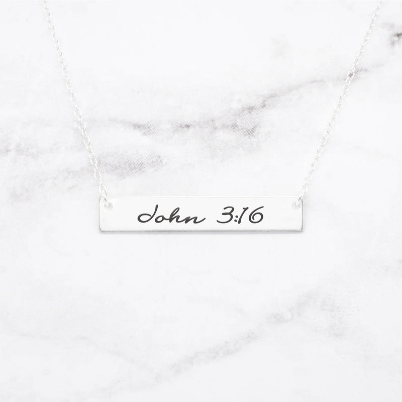 John 3:16 Necklace - Rose Gold Bar Necklace