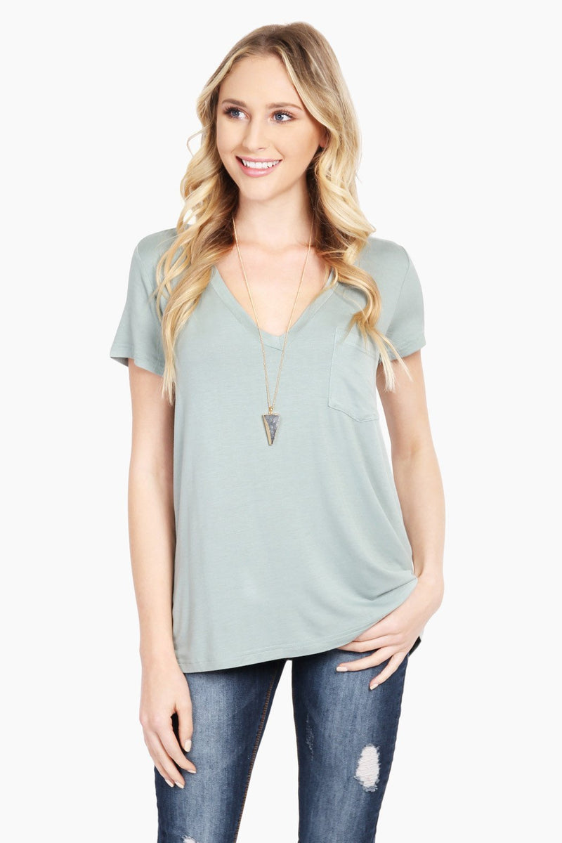 Relaxed Fit V-Neck Jersey Pocket Tee