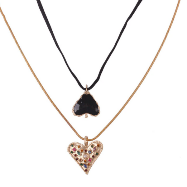 Spade & Heart Necklace Set