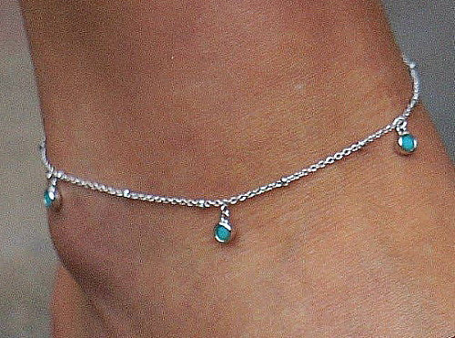 3 Stone Turquoise Anklet