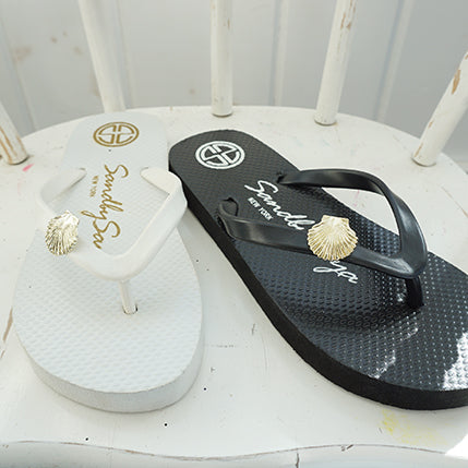 Gold Shell- Big Kids Flip Flops Sandal Studs Charm