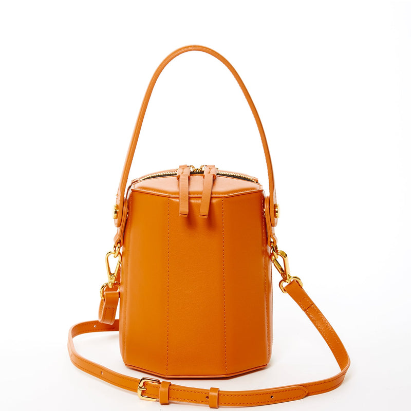 Harper Orange Leather Bucket Bag