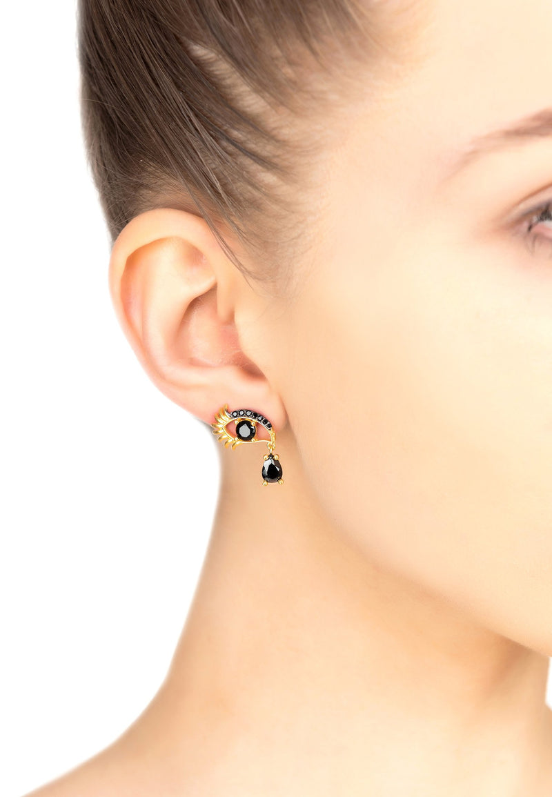 Eye of Horus Earrings Black Gold