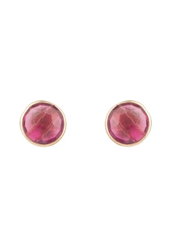 Medium Circle Stud Earrings Rosegold Pink Tourmaline