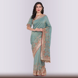 Pure Organza Saree With Hand Embroidery