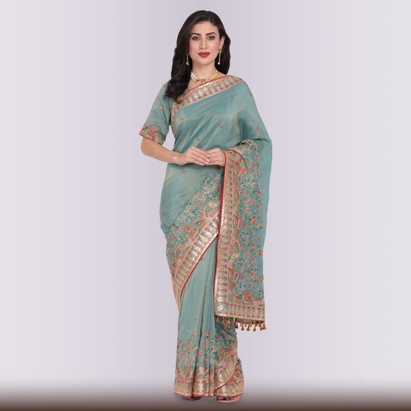 Pure Organza Saree With Hand Embroidery