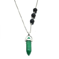 Verdite Green Crystal Lava Stone Necklace