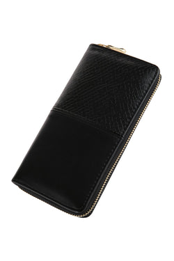 Hdg2682 -Half Printed Snake Skin Single Zipper Leather Wallet