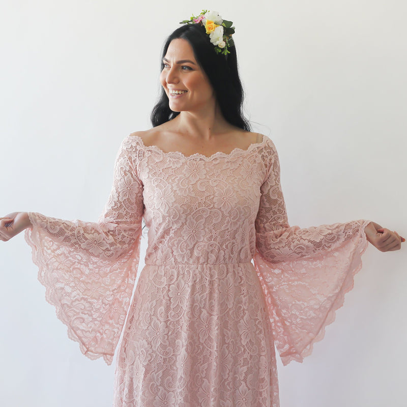 Curvy Off-Shoulder Long Bell Sleeve Lace Dress #1201 Boho Jeans Curvy Off-Shoulder Long Bell Sleeve Lace Dress #1201 Boho Jeans