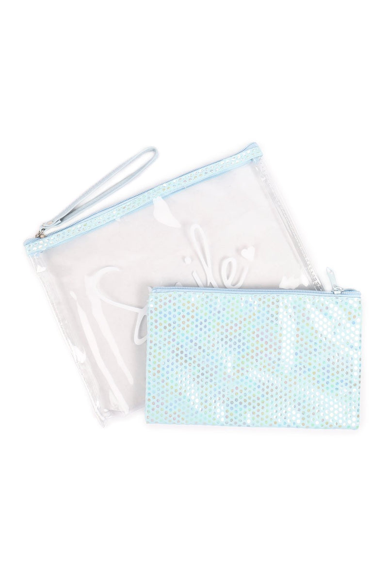 Clear Smile Cosmetic Bag With Sparkly Pouch