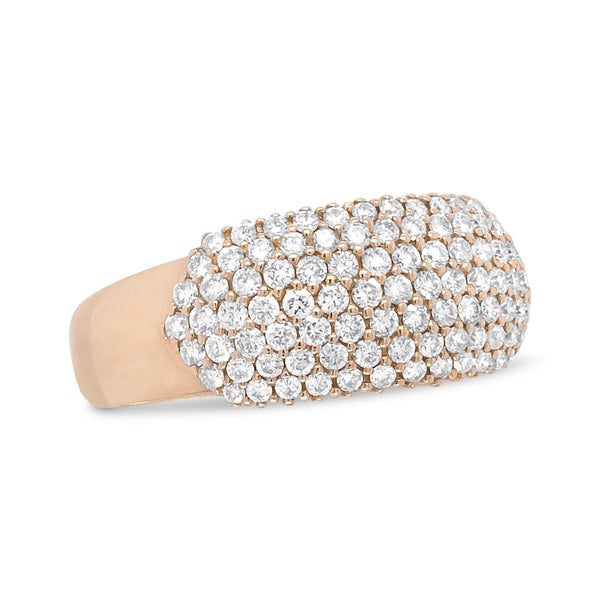 18K Rose Gold 1.00 Cttw Diamond Multi Row Dome Band Ring (F-G Color, VS1-VS2 Clarity) - Ring Size 7