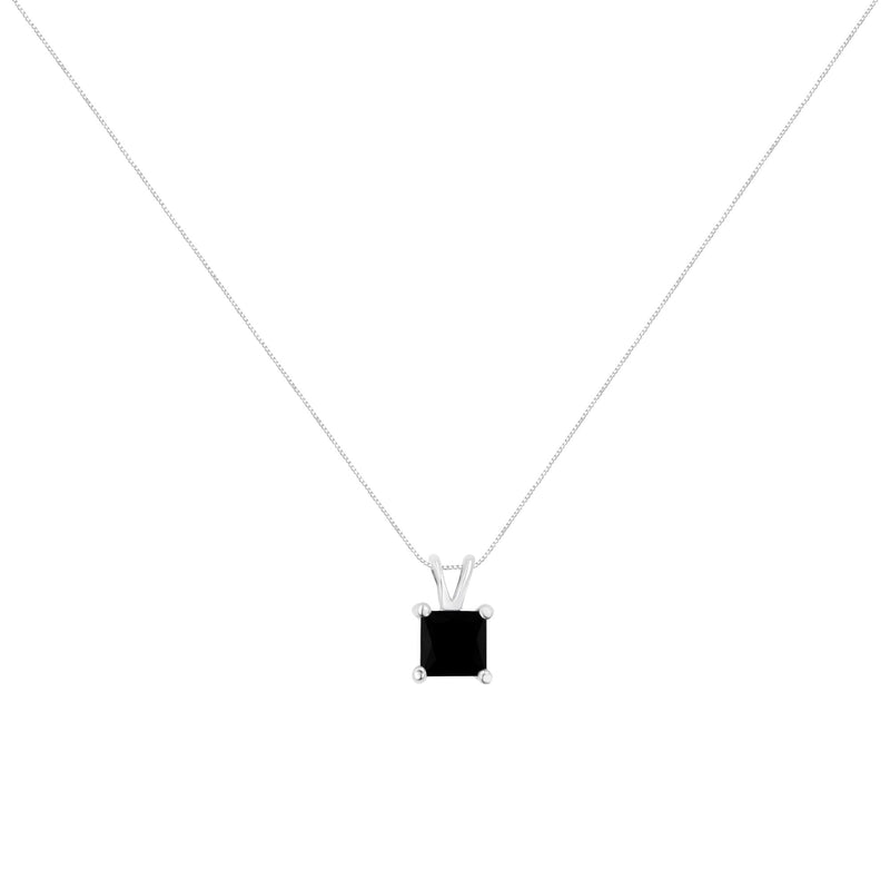 .925 Sterling Silver 1/2 Cttw Treated Black Diamond Solitaire Pendant Necklace (Black)