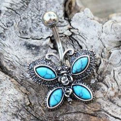 316L Stainless Steel Antique Turquoise Butterfly Navel Ring