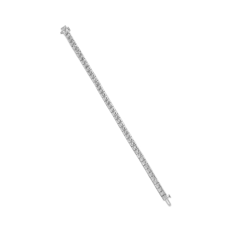 .925 Silver 1/4 Cttw Miracle Set Diamond and Bead Link 7.25" Tennis Bracelet