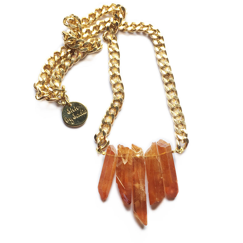 Rocked Up Mini Crystal Quartz Necklace (Amber)
