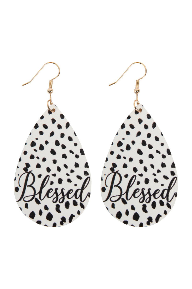 "Blessed" Animal Print Leather Fish Hook Earrings