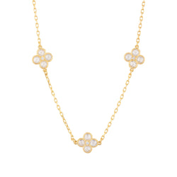 Flower Clover Triple Choker Necklace Gold