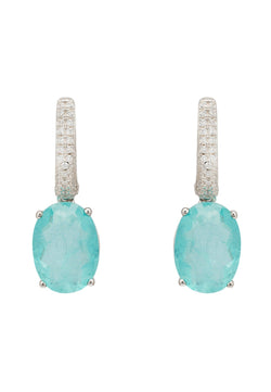 Alexandra Oval Drop Earrings Silver Paraiba Tourmaline