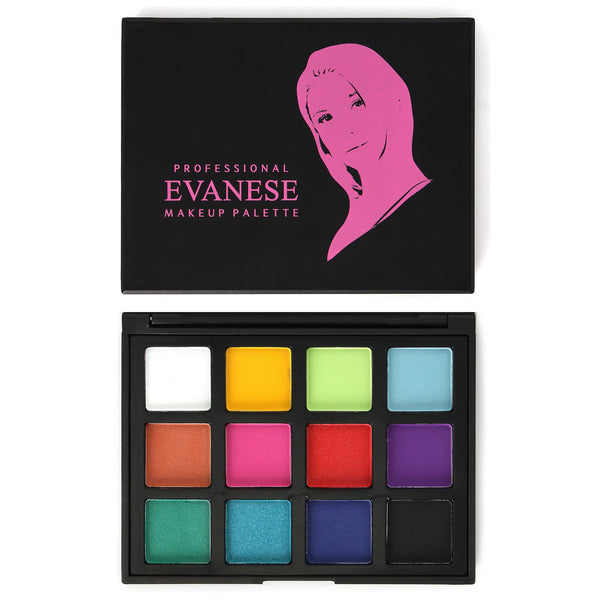 Evanese Professional Beauty Makeup 12 Color High Pigment Eyeshadow Palette Pink