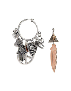 Hoop Earrings With Hamsa Pendant and Charms