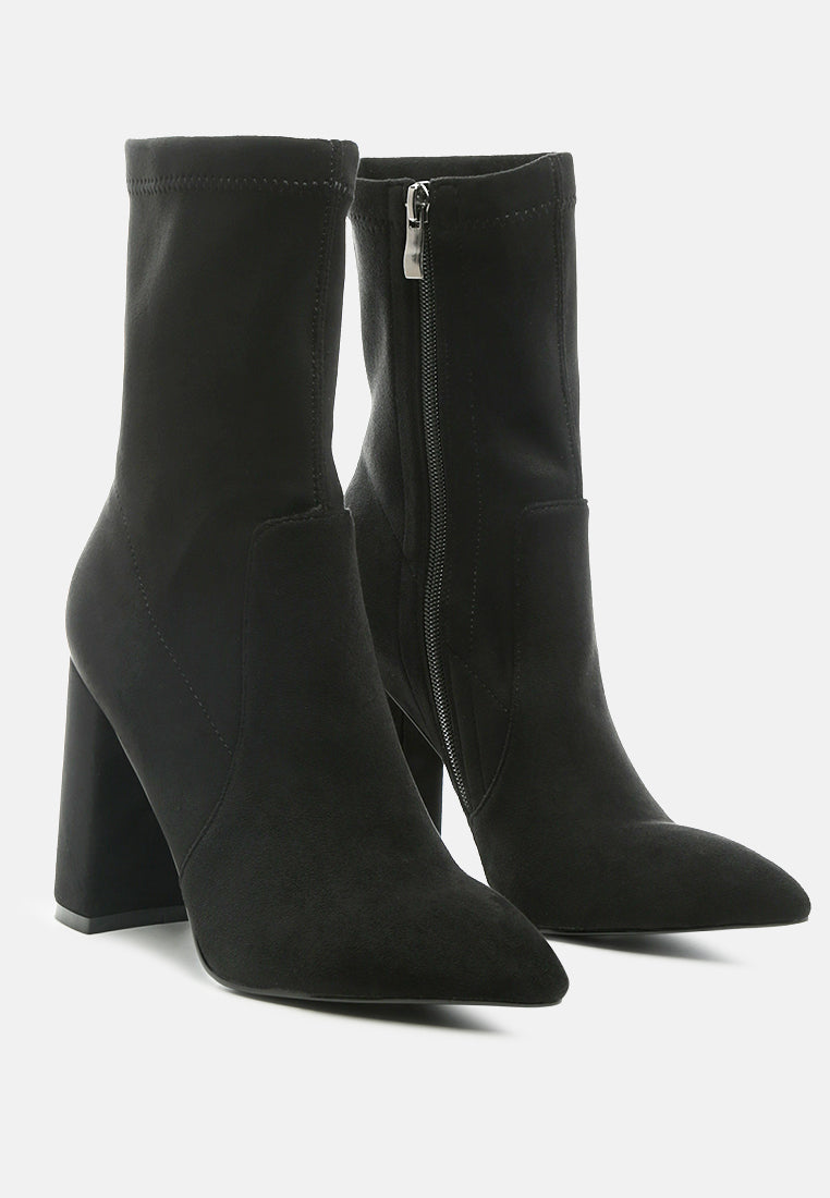Zahara Faux Suede Block Heeled Boots