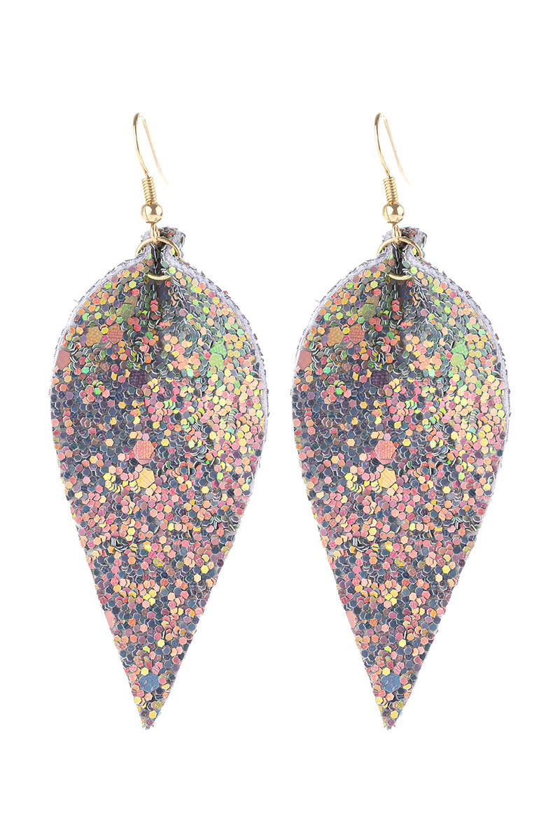 Hde3060 - Pinched Sequin Leather Drop Earrings